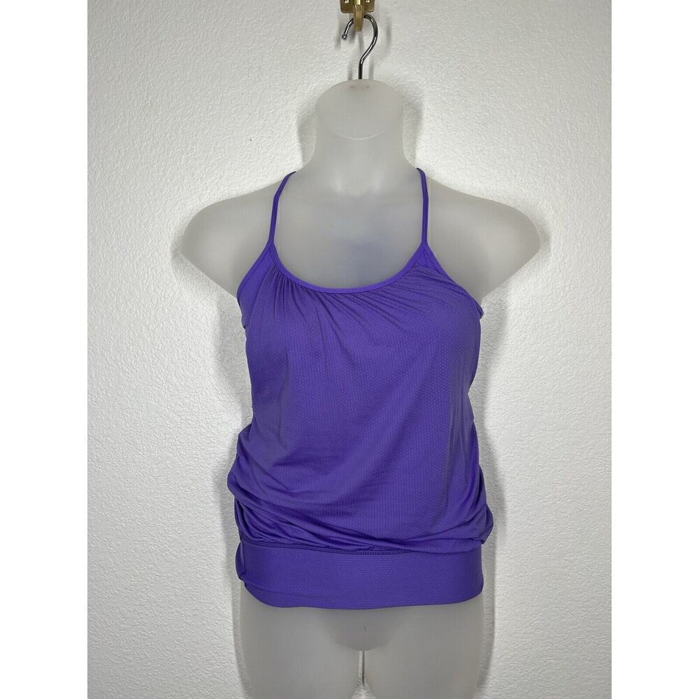 Lululemon No Limits Tank Top Size 4 Purple Built In Bra Layered